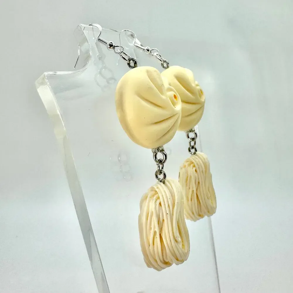 Dumpling & Noodle Earrings - Cute Foodie Dangles - Cozy Asian Aesthetic